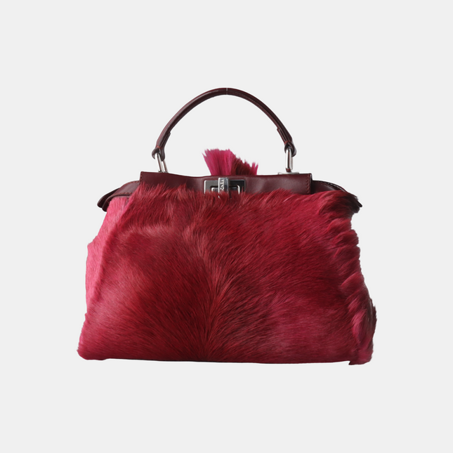 Fendi Peekaboo Mini Gazelle Fur Burgundy, Fall Winter 2014