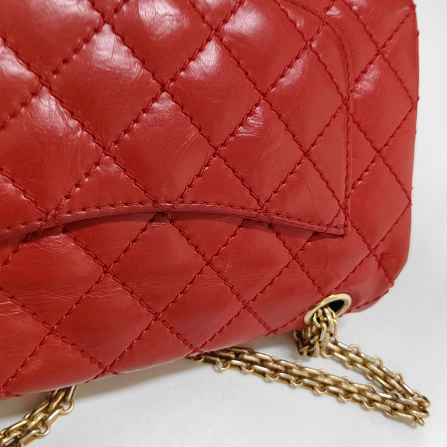 Chanel 2.55 Flap Bag Mini Red Lambskin Leather Gold-tone Hardware