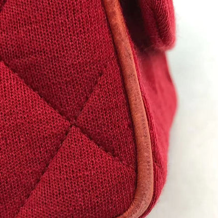 Chanel Mini Top Handle Bag Red Fabric Gold Hardware