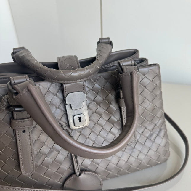 Bottega Veneta Roma Handbag Bag Intrecciato Nappa Leather Grey Mini 25cm