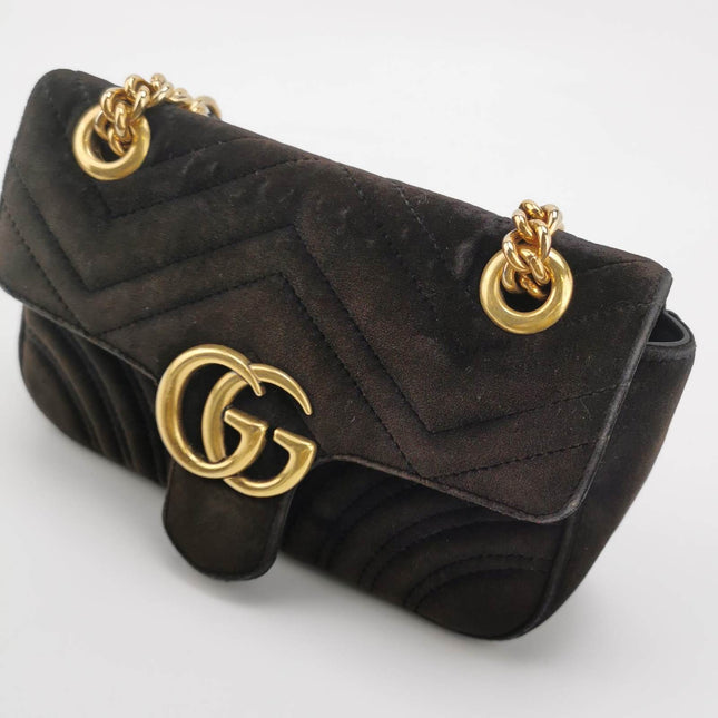 Sold Gucci Marmont Mini Black Velvet Camera Bag