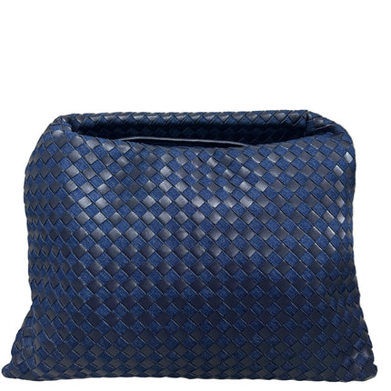 Bottega Veneta Hop Large Leather and Denim Intrecciato Navy Hobo Bag 55cm-Luxbags