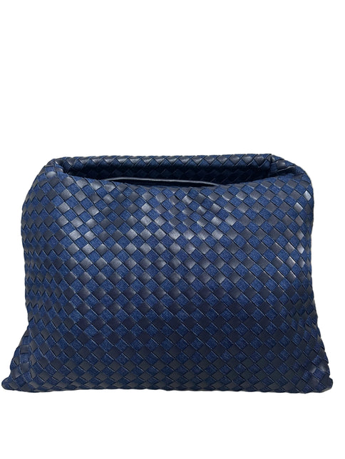 Bottega Veneta Hop Large Leather and Denim Intrecciato Navy Hobo Bag 55cm-Luxbags