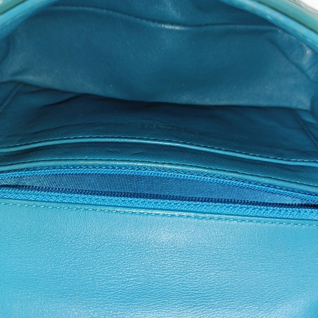 Chanel Classic Flap Rectangular Mini Blue Patent Leather Silver Hardware