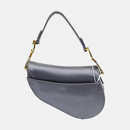 Dior Saddle Mini Silk Blue Grey with Crystal Embedded Buckles