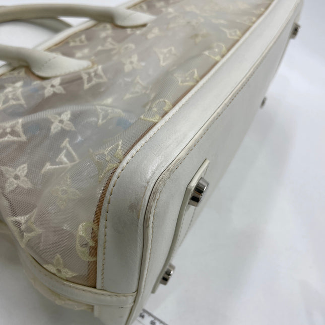 Louis Vuitton Lockit White Mesh Monogram and Leather Handbag