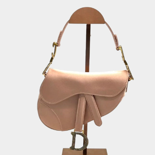 Dior Saddle 2019 Mini Silk Pink with Crystal Embedded Buckles-Luxbags