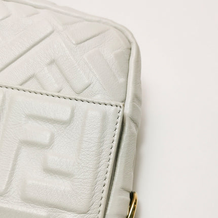 Fendi Baguette White Lambskin Leather Crossbody Bag Medium