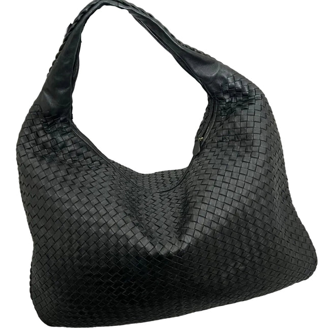 Bottega Veneta Veneta Hobo Maxi Black Leather 52cm-Luxbags