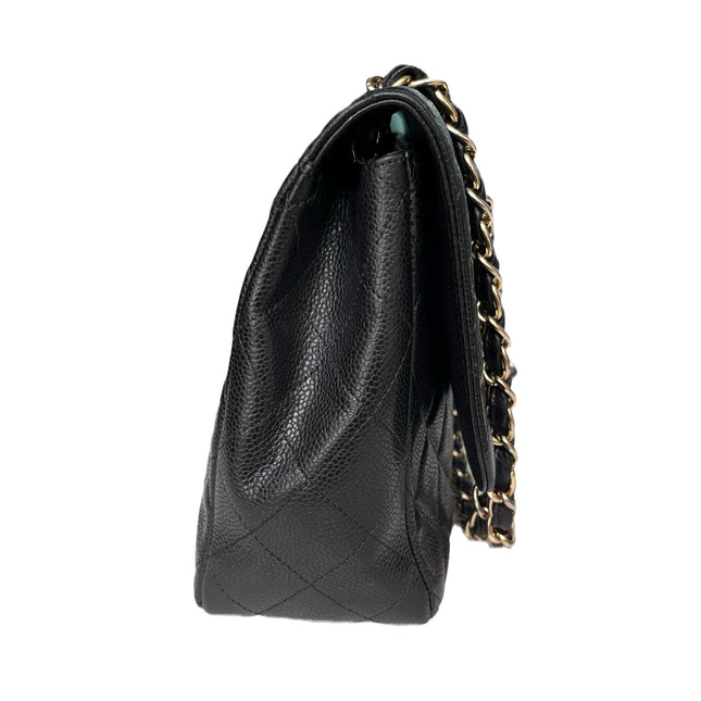 Sold Chanel Classic Flap Jumbo/Large Black Caviar Leather with Gold Hardware
