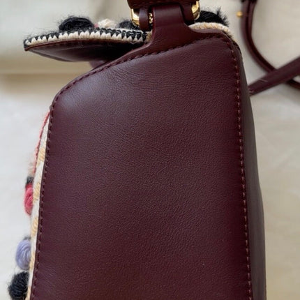 Loewe x Albers Puzzle Small Multicolor Woven Wool and Leather with Pompoms Crossbody Bag