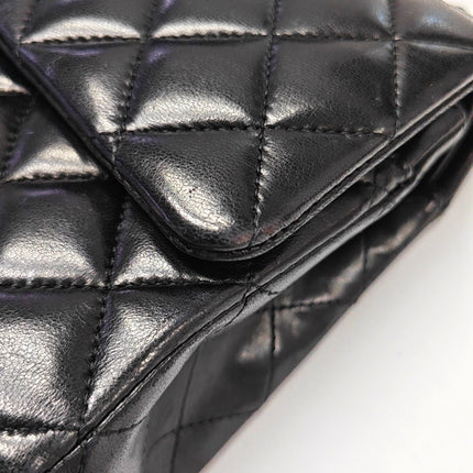 Chanel Timeless Classic Flap Medium 2014 Black Lambskin Leather Silver Hardware