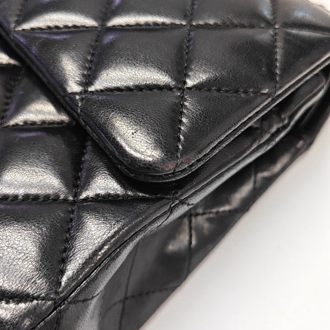 Chanel Timeless Classic Flap Medium 2014 Black Lambskin Leather Silver Hardware