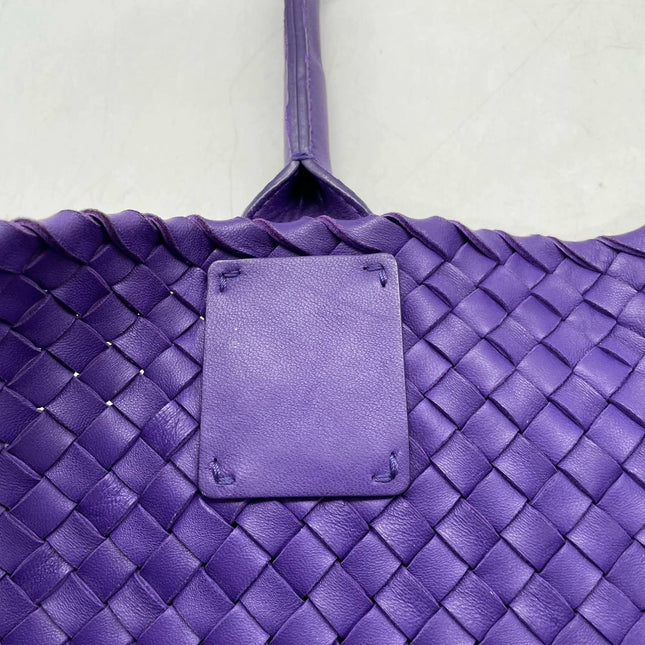 Bottega Veneta Cabat Large Intreccio Leather Tote Bag Purple with Pouch 40cm