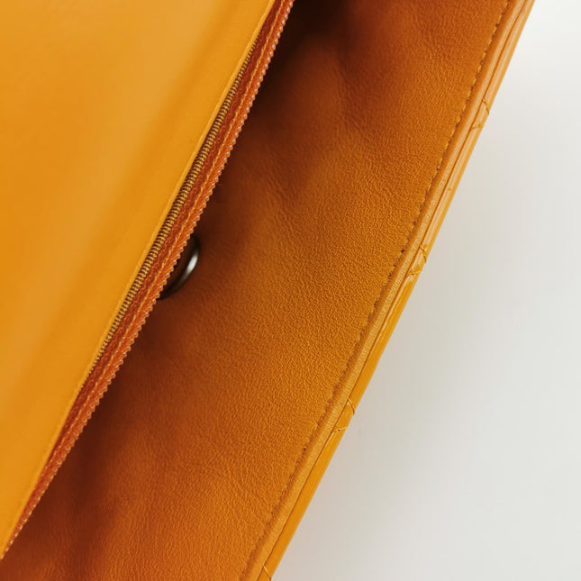 Chanel Classic Flap Mini Orange Patent Leather Silver Hardware