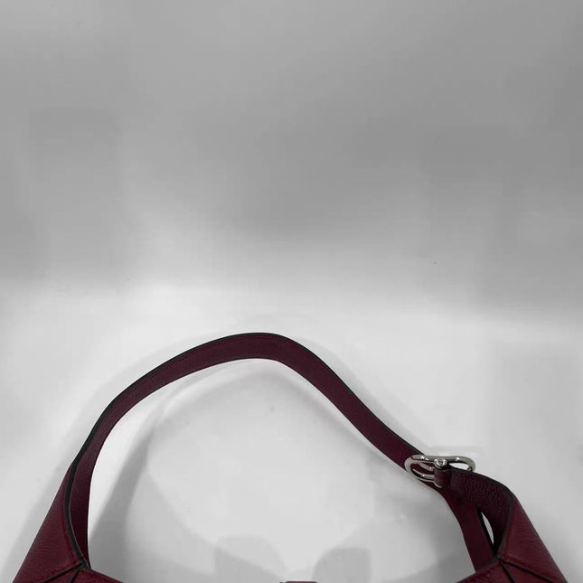 Gucci Jackie 1961 Burgundy Large Pebbled Leather Shoulder Bag with Strap