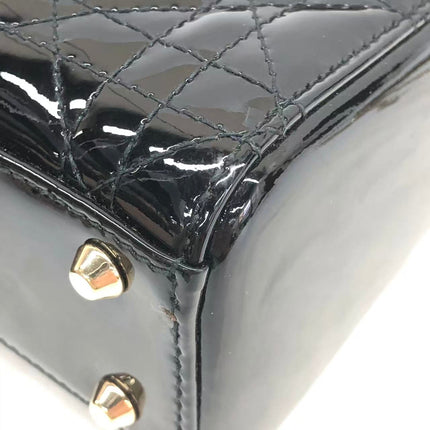 Lady Dior Mini Black Patent Leather Bag with gold hardware Chain Strap
