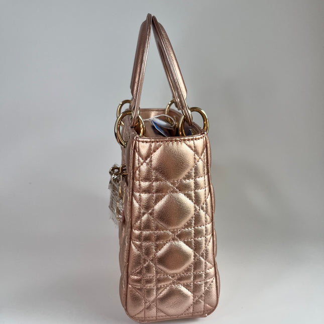 Lady Dior ABCdior Small Pink Irediscent and Metallic Cannage Lambskin Handbag