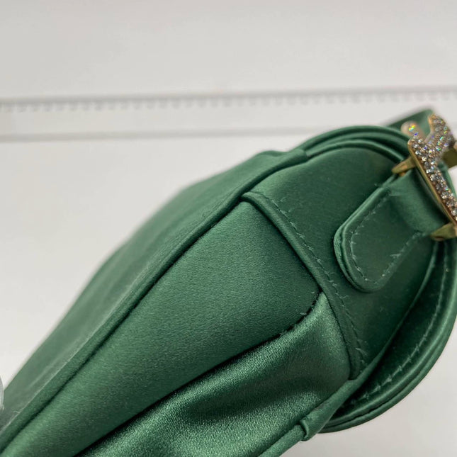 Dior Saddle Mini 2019 Silk Emerald Green with crystals