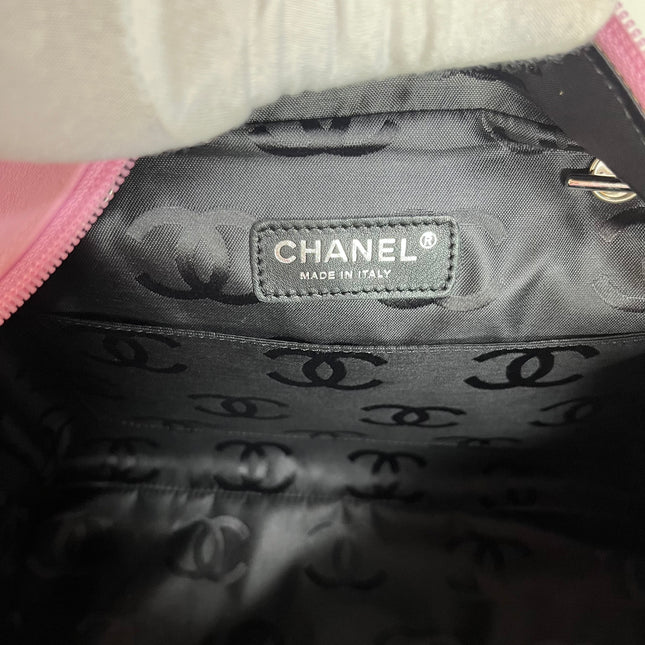 Chanel Cambon Large Pink Calfskin Leather Double Strap Handbag