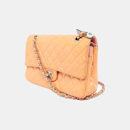 Chanel Classic Flap Medium Pink Orange Patent Leather Silver HW, 2012-2013