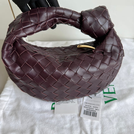 Bottega Veneta Jodie Mini Dark Burgundy Wine Leather-Luxbags