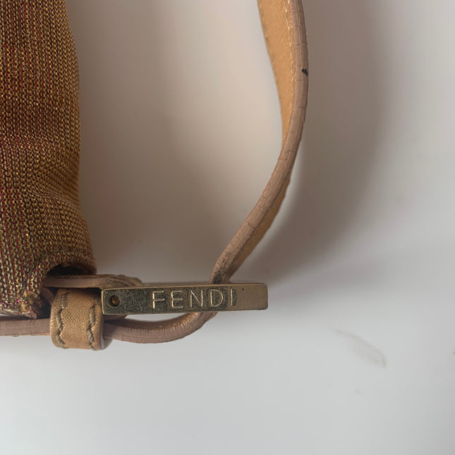 Sold Fendi Baguette Iridescent Pink Zucca Print with Crystal Buckle
