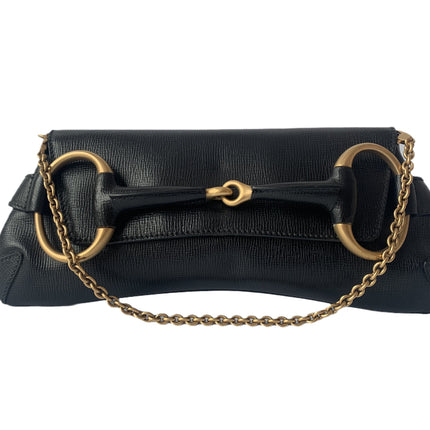 Gucci Horsebit 1955 Chain Shoulder bag Large Black Leather-Luxbags