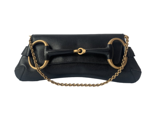 Gucci Horsebit 1955 Chain Shoulder bag Large Black Leather-Luxbags