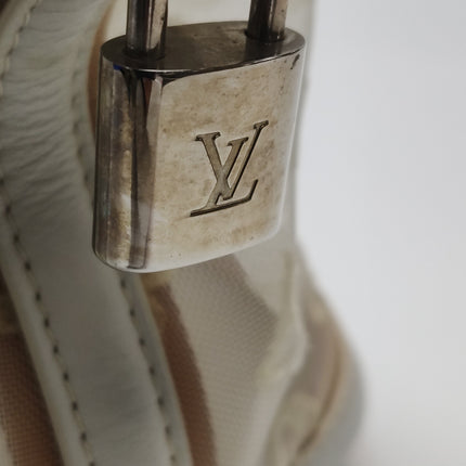 Louis Vuitton Lockit White Mesh Monogram and Leather Handbag