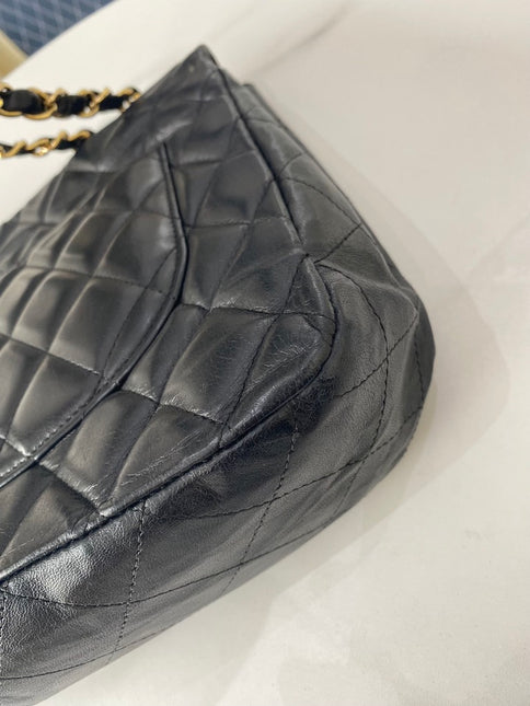 Sold Chanel Classic Flap Jumbo Vintage Black Lambskin Leather with 24k Gold Hardware