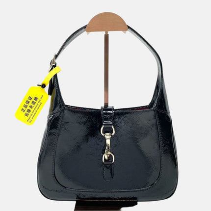Gucci Jackie 1961 Small Black Patent Leather Shoulder Bag S24-Luxbags