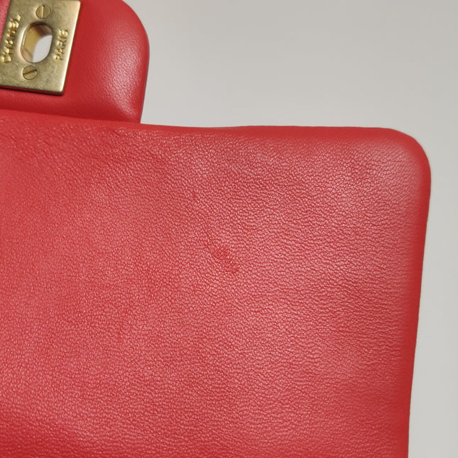 Chanel Classic Flap Mini 2019 Red Lambskin Leather Gold Hardware