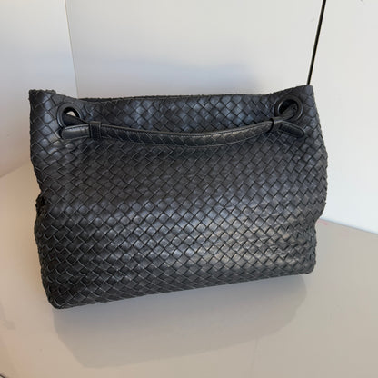 Bottega Veneta Garda Shoulder Bag Intrecciato Nappa Leather Black Large 33cm