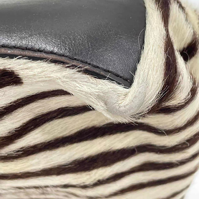 Prada Zebra Print Pony-style Calfskin Leather Brown Shoulder Bag