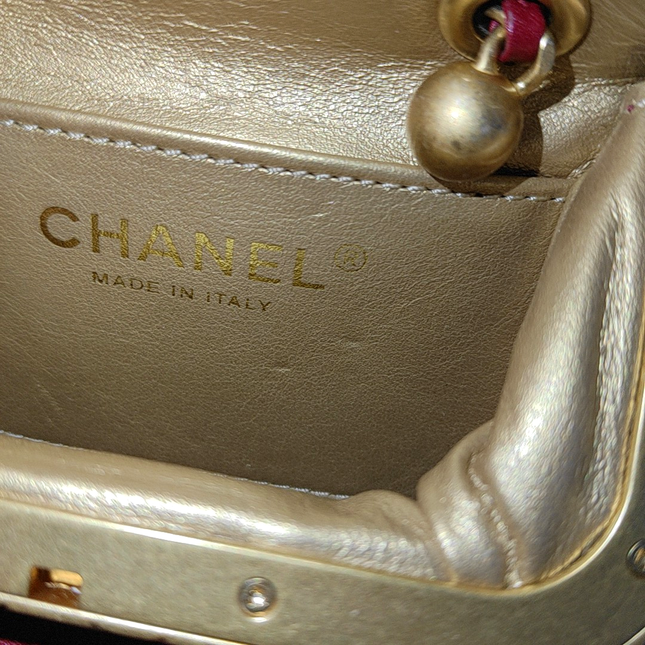 Chanel Kiss Lock Clasp Bag Super Mini Red Lambskin Leather Gold-tone Hardware, 2020