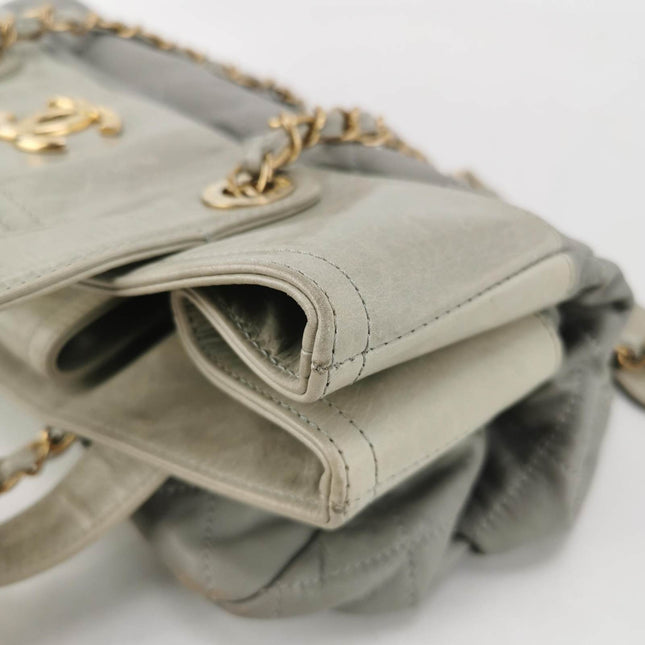Sold Chanel 2012 In The Mix Shopping Tote Bag with Handle Grey Quilted Leather
