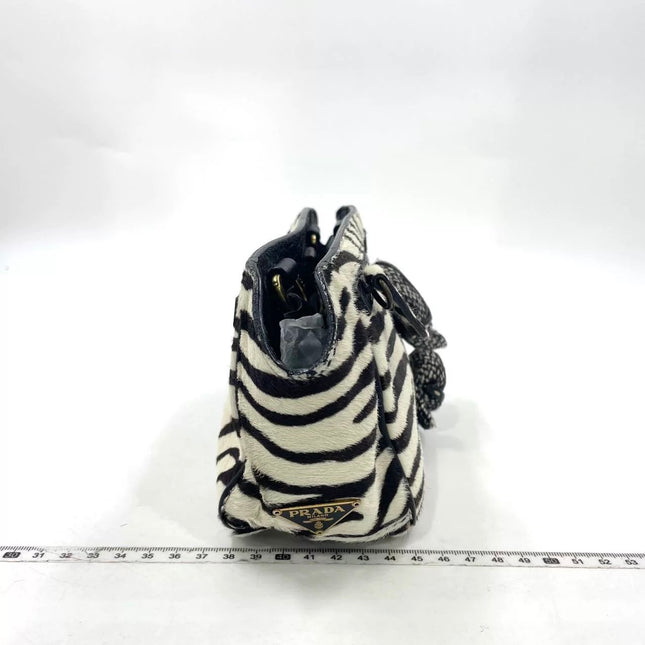 Prada Zebra Print Ponyhair Calfskin Leather Handbag