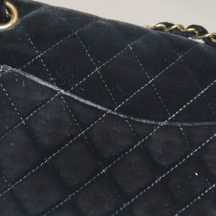 Chanel Classic Flap Medium Black Velvet Gold Hardware, 2014-2015