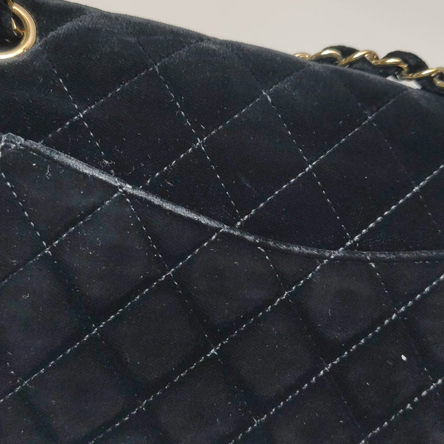 Chanel Classic Flap Medium Black Velvet Gold Hardware, 2014-2015