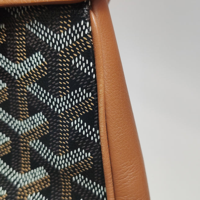 Goyard Saigon Mini Brown Canvas and Leather Wooden Top Handle Crossbody Bag