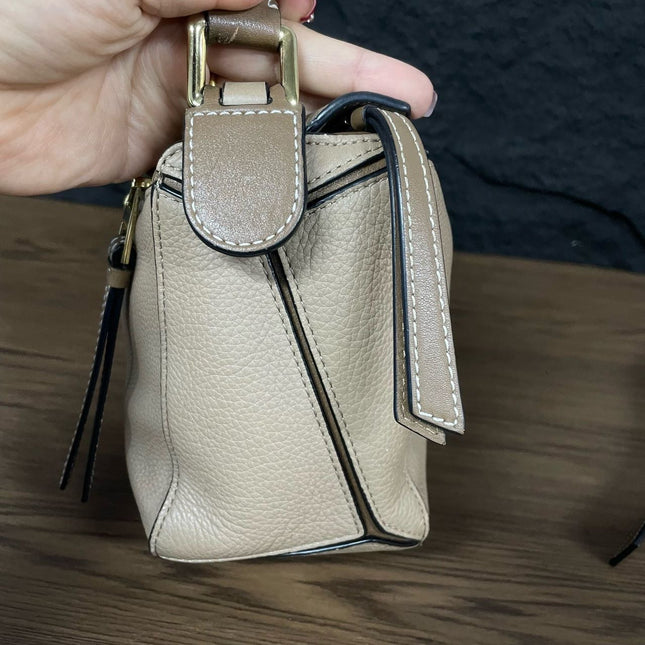 Loewe Puzzle Small Sand Beige Brown Strap Crossbody Bag