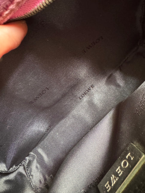 Loewe Amazona 19 Mini Handbag in Purple Velvet with Crystal Logo