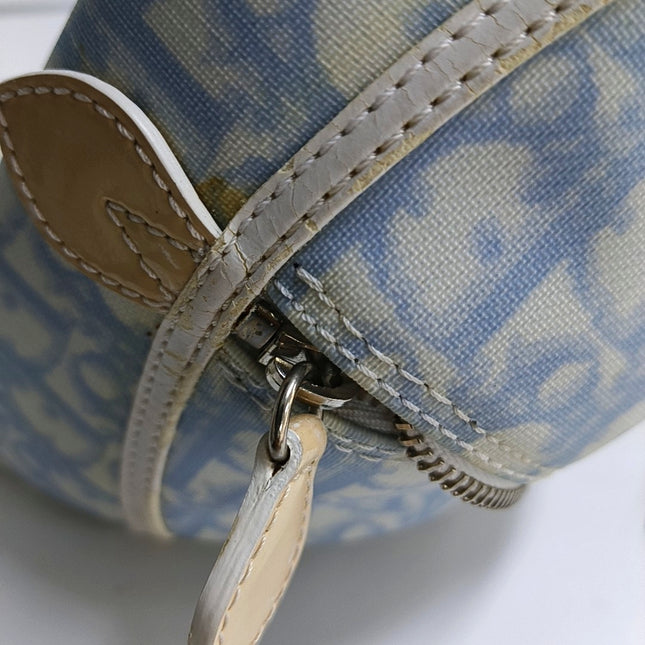 Dior No. 1 Rasta Trotter Bowling Bag Blue Oblique Canvas White Patent Leather