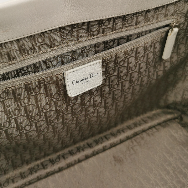 Sold Dior Cannage Leather Tote Bag White 2005 with Silver Hardware