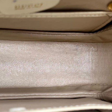 Gucci Bamboo 1947 Vintage Small White Box Leather Top Handle and Leather Strap Bag