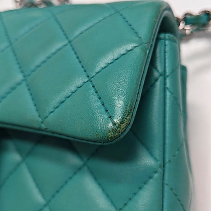 Chanel Classic Flap Mini Turquoise Blue Lambskin Leather Gold Hardware 2014