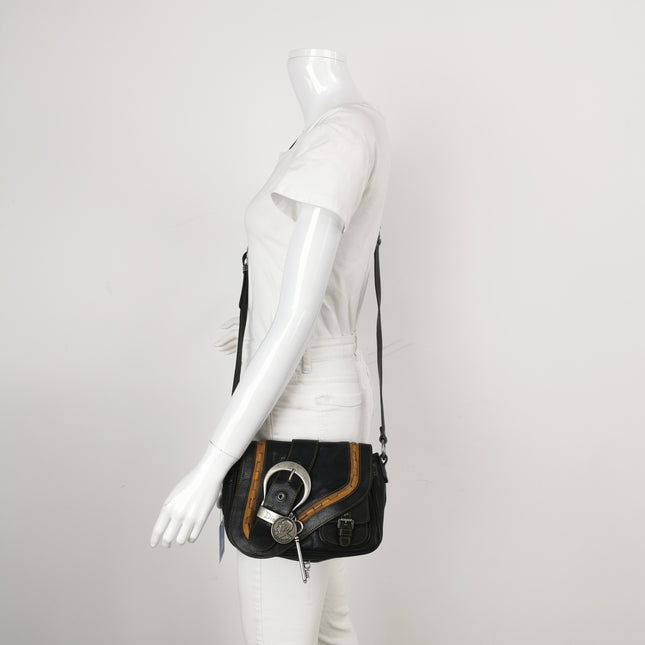 Dior Vintage Gaucho Mini Black Leather Crossbody Bag