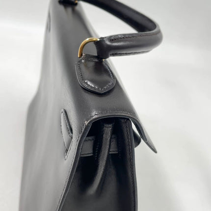 Hermes Kelly 32 Sellier Dark Chocolate Brown Box Leather Gold Hardware 1988