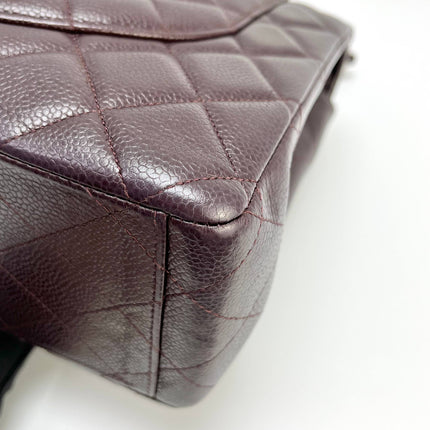Chanel Classique Grand Modèle Noir Cuir Caviar Double Rabat Métal Argenté